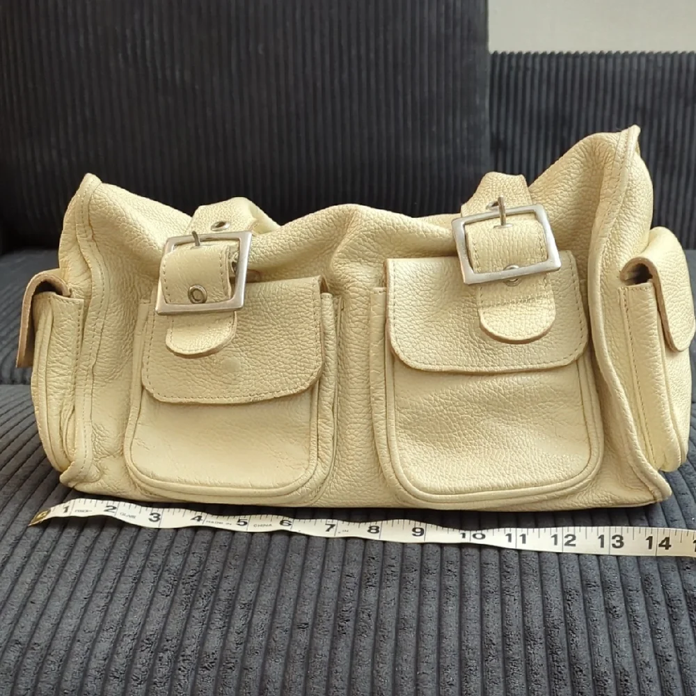 Spanish Artizan Genuine Leather Shoulder Bag with Front Buckle Pockets - Picture 2 of 6